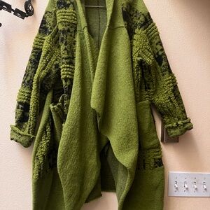 Green Knit Shrug with Intricate Patterns